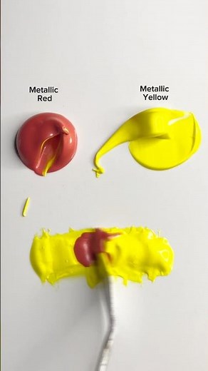 Metallic Red + Metallic Yellow = Golden Bronze 👀✨ | Satisfying Color Mixing 🎨