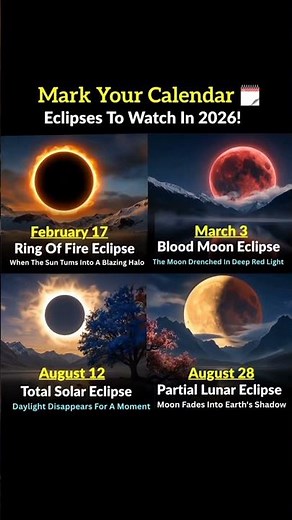 4 Amazing Eclipses to witness in 2026🤩🤩