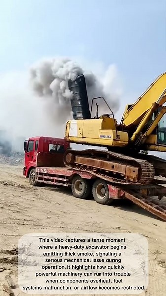 Industrial Beast in Trouble! 🚜 Watch This Excavator Struggle with Heavy Smoke