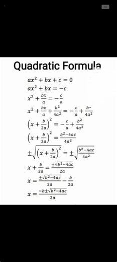 Quadratic formula proof #maths #shorts