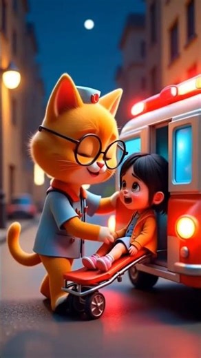 Unexpected Hero! Cute Kitten Jumps Into Ambulance to Save the Day! #spla9 #aicat #catart