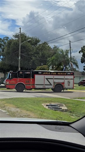 Largo Fire Rescue Engine 38 leaving scene and returning back to station Pinellas County Florida USA