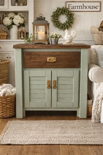 Rustic Hand Painted Accent Cabinet - Etsy