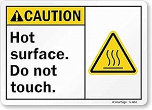 SmartSign S-9262-PL-14 "Caution: Hot Surface, Do Not Touch" Plastic Sign with Graphic, 10" x 14", Black/Blue/Red on White