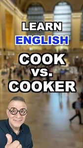 COOKER COOK Usually in English, adding er to a verb makes the verb into the person who does the action. Like, sing, singer…teach, teacher…write, writer. But with cook, a person who cooks is a cook A cooker is a machine By the way, it’s the same with mixer, dryer. Those are all machines, too! Do you know any others? Are you a you a good cook? How about leaving your example in the comments! LIKE 👍 SAVE 💾 & FOLLOW 🚶🏻 #englishlearning #englishlearners #languagelearning #englishlesson #Vocabulary