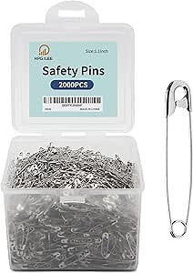 2000Pcs Assorted Safety Pins - 1.1 Inch Rust-Resistant Steel Wire Silver Sewing Pins for Clothes, Small 1 Inch Bulk for Crafts Use