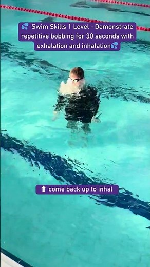 💦 Learn To Swim |Swim Skills 1| Repetitive bobbing for 30 seconds with exhalation & inhalation
