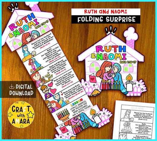 Ruth and Naomi Folding Surprise Bible Craft: Bible Study Lesson, Sunday School, Church Activity Kids, Mini Book, Old Testament - Etsy
