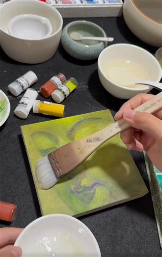 5.6K views · 25 reactions | This piece marks my initial exploration into using solid mineral pigments. The texture and colors bring a unique dimension to the ancient art form, making it feel both timeless and fresh.#MineralPigments #PaintingProcess | Lili Art | Facebook