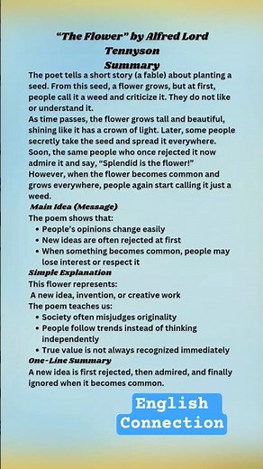 The Flower Poem Summary | Alfred Tennyson | Why People Change Opinions | The Flower Poem Explained