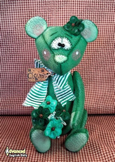 I'm Beary Lucky Pattern #370 - Primitive Doll Pattern - Paper Pattern - Bear - St. Patrick's Day - Advanced - English Only - Etsy