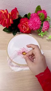 New ribbon embroidery tutorial to make flowers using organza ribbon 🥰 #embroidery #sulampita #ribbonembroidery #craft #diy | Asnimar Embroidery