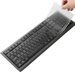 Keyboard Cover for 104/107 Keys Standard Desktop Keyboard Reusable Waterproof, Dustproof, Ultra Thin Desktop PC Silicone Clear Keyboard Cover
