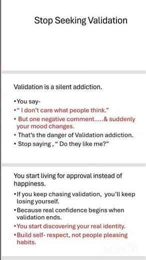 Stop seeking Validation( Approval)