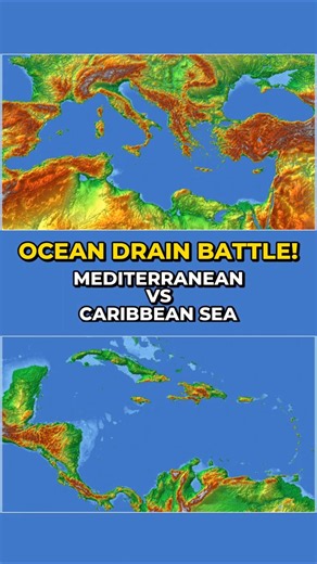Mediterranean vs Caribbean Sea! 🌊#oceandrain #geography #mapbattle #mediterranean #caribbeansea