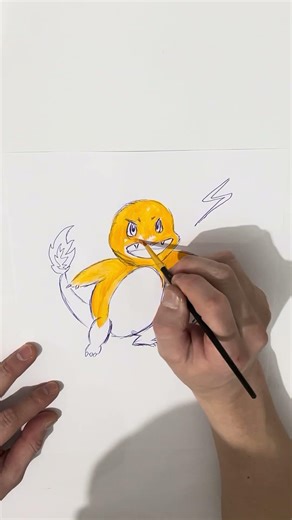 I Drew an Angry Fire Creature | Cute but Dangerous Monster Drawing #art #animalart #drawing #pokemon
