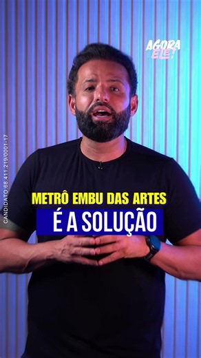 O METRÔ PRECISA CHEGAR MAIS LONGE! 🚇 Trânsito intenso e transporte lotado fazem parte da rotina de quem vive na nossa região. Isso precisa mudar. Uma luta antiga que conseguimos levar adiante e convencer o governador a trazer o metrô para Taboão da Serra. E agora, essa luta vai mais longe! Queremos lutar para levar o metrô também para Embu das Artes e Cotia. Ely Santos — candidata a deputada estadual 10023 Ney Santos — candidato a deputado federal 1023 Governador Tarcísio — 10