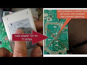 philips TV REPAIR. no power light. easy to repair TV. install adapter 12V 4A. in tv. info video