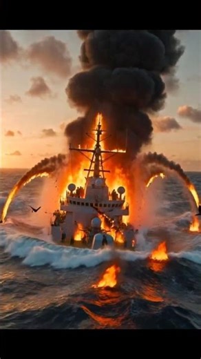 Missile Strike on Giant Warship – Cinematic War Scene