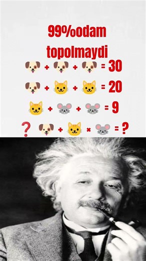 90% odam hayvonlarning qiymatini topa olmaydi! Siz topasizmi? 🧠#matemtika#math