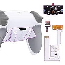 eXtremeRate Gray Rubberized Grip Programable RISE4 V3 Remap Kit for PS5 Controller BDM-030 040 050, Upgrade Board White Redesigned Bottom Shell 4 Back Buttons Set for PS5 Controller - NO Controller