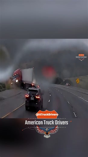Truck jackknifes after braking mid-curve on wet road — a reminder that rain, curves, and sudden braking don’t mix #AmericanTruckDrivers #Utah #Jackknife #WetRoads #TruckSafety | American Truck Drivers