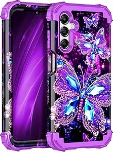 Hekodonk for Galaxy A15 5G Case,Three Layer Heavy Duty Shockproof Protection Hard Plastic+Soft Silicone Full Body Drop Protective Case for Samsung Galaxy A15,All Purple