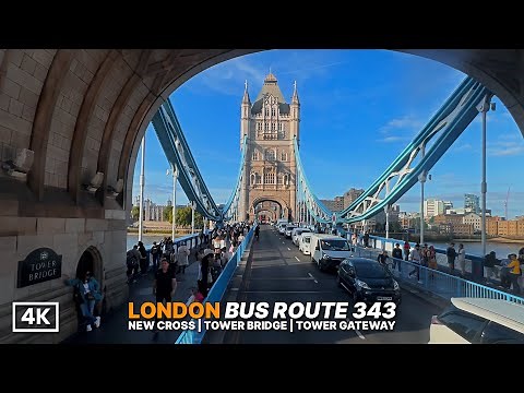 Crossing Tower Bridge on a London Bus 🚌 | Route 343 from New Cross to Tower Gateway [4K POV]