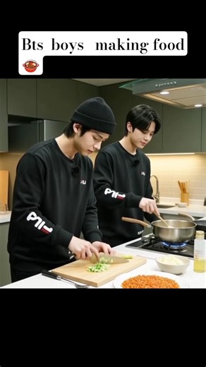 bts cute boys in kitchen making food🍲