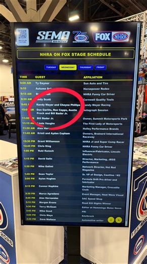 About to go on the NHRA stage at Sema with Randy Meyer Racing | Gary, Debbie & Cheyne Phillips Racing