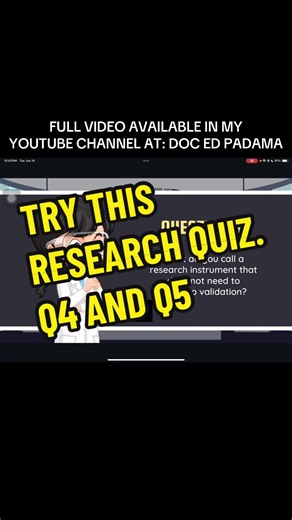 Research Quiz: Standardized Instrument & Quantitative Research