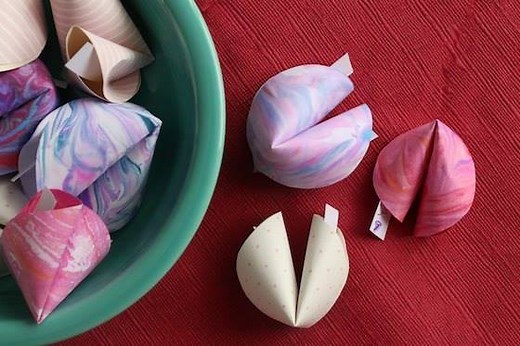 These paper fortune cookies are SO fun and easy to make! Your kids can make a bunch and give them to friends instead of traditional Valentines cards!