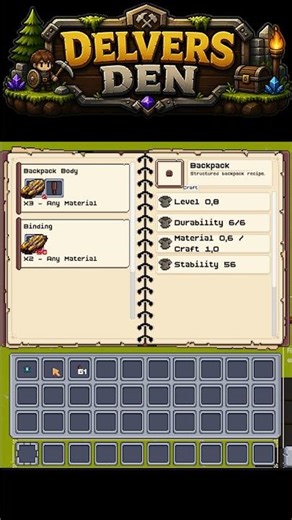 Delvers Den | Devlog 16 | Advanced Crafting & Recipe Book