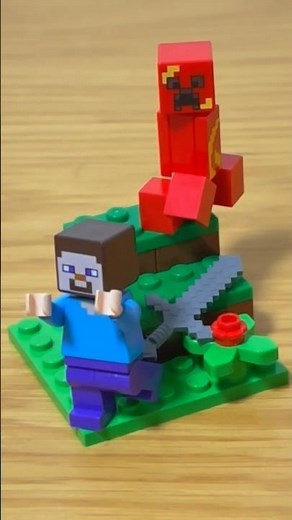 レゴマインクラフト 爆発寸前クリーパーから逃げるスティーブ #lego #minecraft