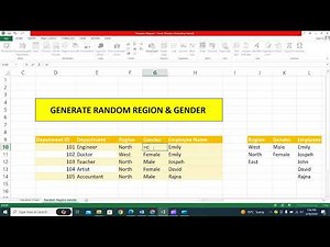 Generate Random Region and Gender in Excel | Random name generator in excel | #exceltutorial | Excel