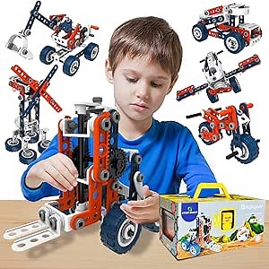 Educational Building Toys for Kids, New 13-in-1 (156pcs) STEM Toys for 6 7 8 9 10 11 12 Year Old Boys & Girls, Ideal Erector Set Gift for Creative Builders