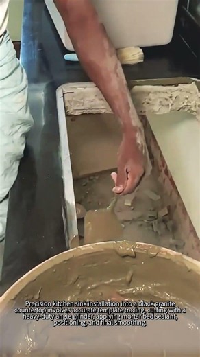 Pro Kitchen Sink Granite Countertop Cutting and Installation #worker #process #kitchendesign #diy