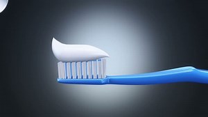 Animation of squeezed toothpaste on toothbrush. Animation of seamless loop.