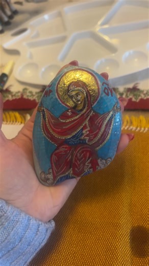 Icons painted on sea stones, with love and faith✨❤️🙏🏻🕊️#orthodox #icon #christianity #love #followme