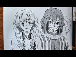 How To Draw Mitsuri & Obanai || Easy Demon Slayer Drawing Tutorial