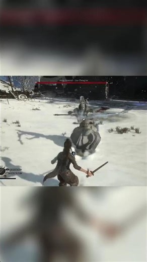 Epic Snowy Fight: Player vs. Ming General - Intense Combat! #shorts #wuchangfallenfeathers