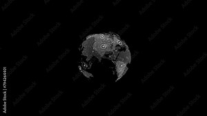 Global Black World Map Loop. This animated World map with visual effects and glowing connections in different places on the map Stock Video