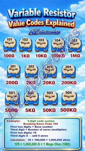 Variable Resistor Marking Codes — Easy Reading Guide | Learn 101, 102, 103, 105 in Minutes