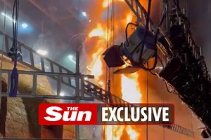 Terrifying moment blaze breaks out at Pinewood Studios with wild flames