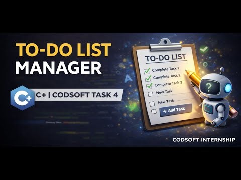 To-Do List Application in C++ | CODSOFT Internship Task 4 | Console Project