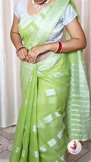 Pure Cotton Saree Draping Tutorial With Perfect Fitting//#viral #shorts #drape #cottonsaree #look