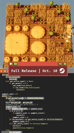 Metaroot on Instagram: "After more than a year in Early Access, The Farmer Was Replaced is finally ready for full release. 🌱 Version 1.0 adds multiple drones, a new progression system, 50+ achievements, drone hats 🎩, and full localization in 11 languages. It’s been a journey and it all comes together this Friday. 🥳 #indiegame #gaming #programming"