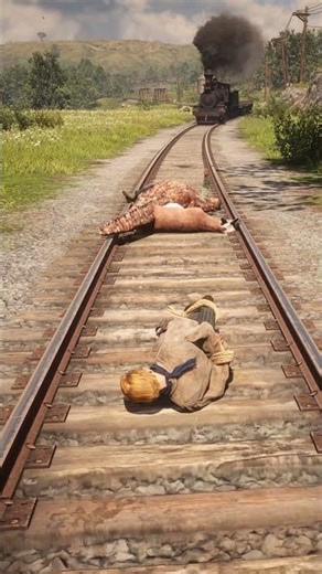 Man Carrying Deer on Railway - Alligator & Train Attack at Same Time! RDR2 #shorts