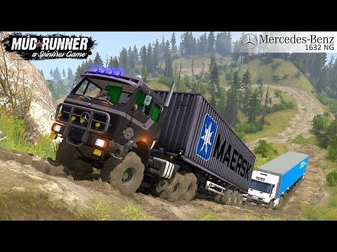 Spintires: MudRunner - MERCEDES Semi Truck Pulls Uphill Iveco