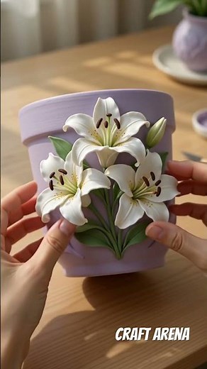 Amazing 3D Floral Clay Pot DIY 🌸 | Easy Home Decor Idea